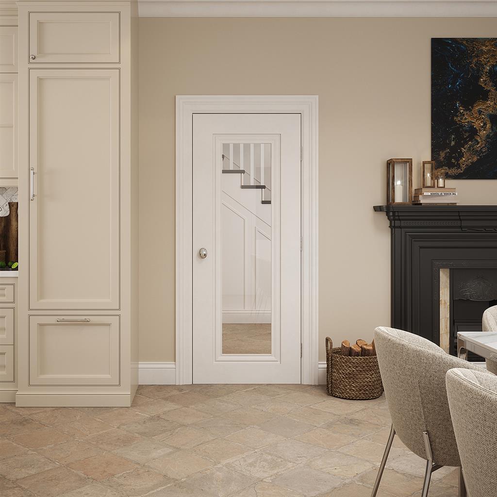 CHARLESTON 1P CLEAR GLASS WHITE PRIMED DOOR 80x32