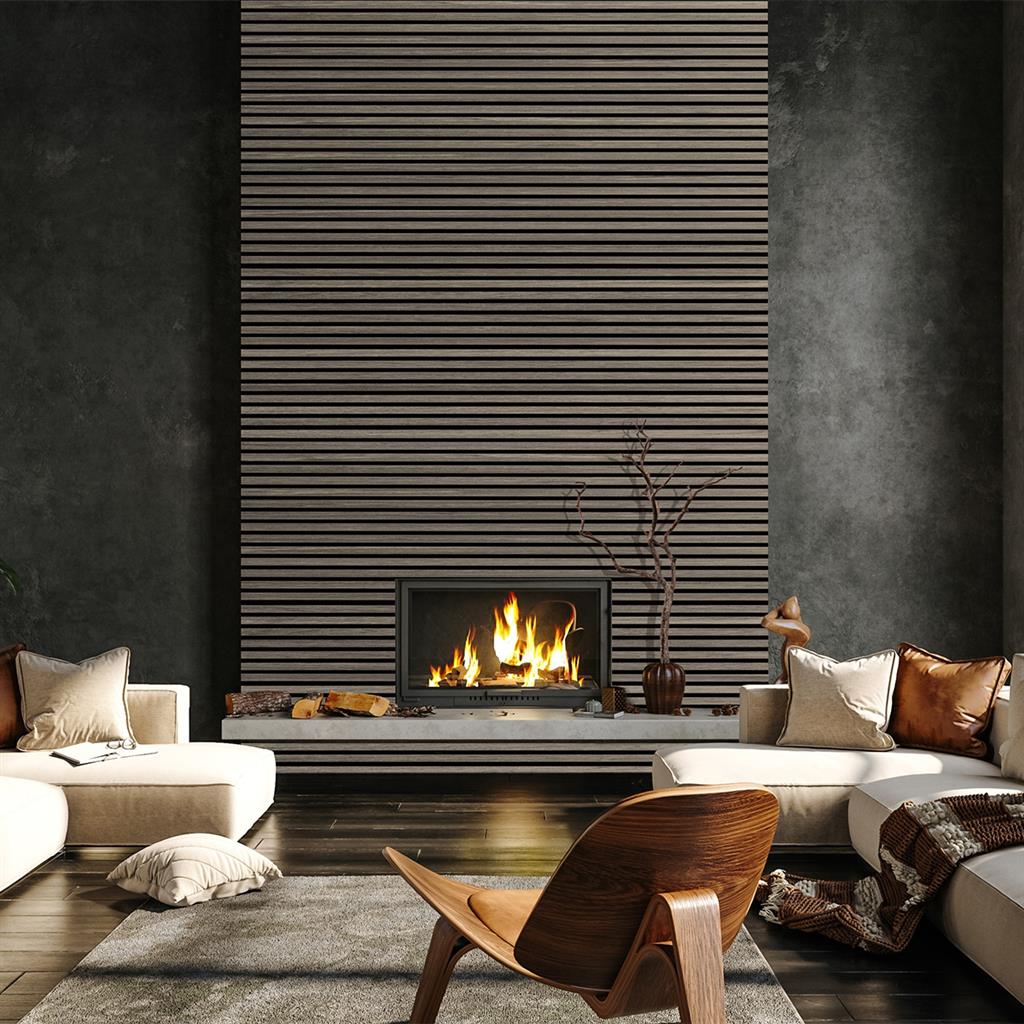 FT PREM ACOUSTIC PANEL 2.44m605x22mm GREY OAK