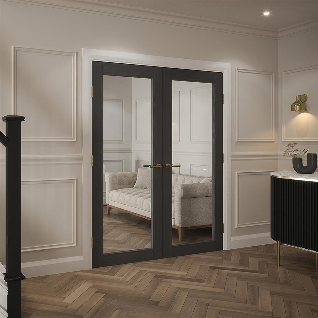 NOLITA GREY CLEAR GLASS PRE-FINISHED DOOR 78x28