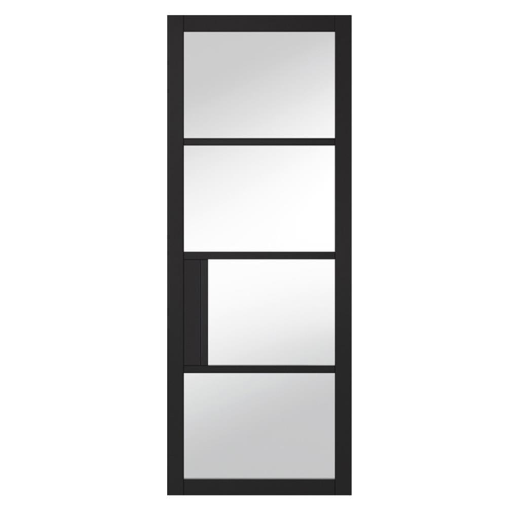 PORTLAND 4 LITE CLEAR GLASS BLACK PRM DOOR 80x32