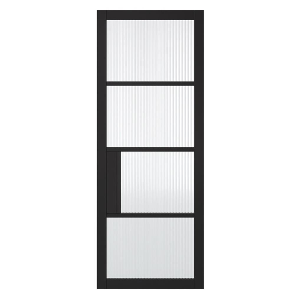 PORTLAND 4 LITE REEDED GLZ BLACK PRIMED DOOR 80x34
