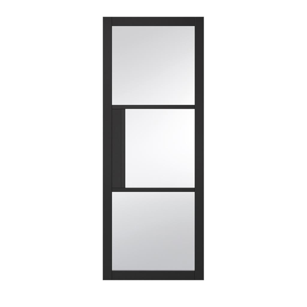 SEATTLE 3 LITE CLEAR GLASS BLACK PRIMED DOOR 80x32