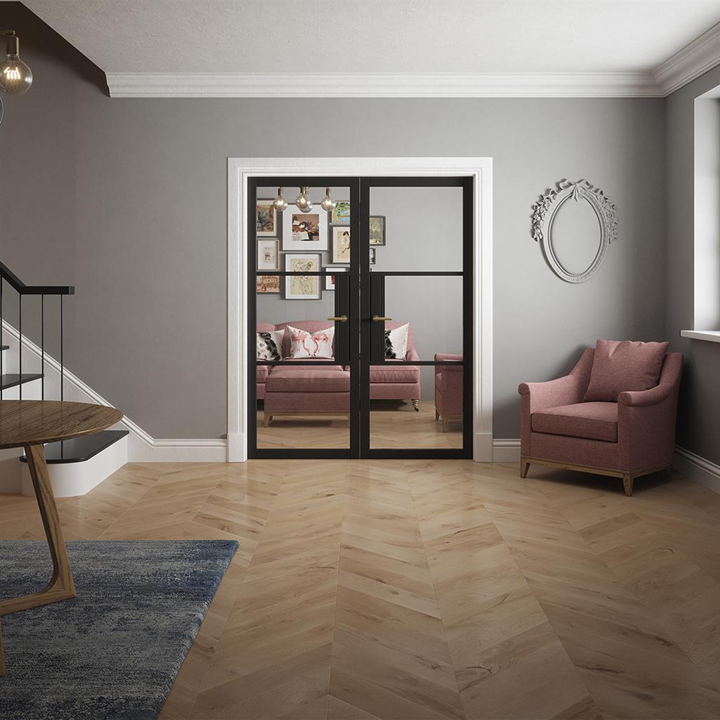 SEATTLE 3 LITE CLEAR GLASS BLACK PRIMED DOOR 80x32