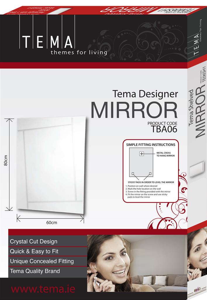 TEMA SWIFT DESIGNER MIRROR REC 80X60 CUT DESIGN