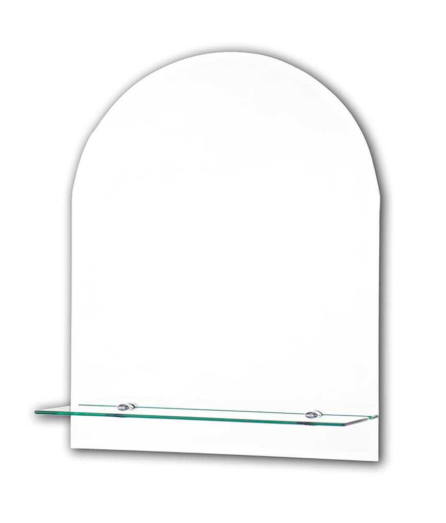 TEMA ENSUITE BEVELLED MIRROR 50X40 ARCHTOP w SHELF