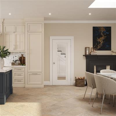 CHARLESTON 1P CLEAR GLASS WHITE PRIMED DOOR 80x32