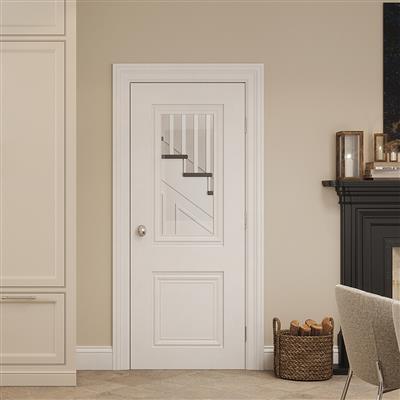 CAROLINA 2P CLEAR GLASS WHITE PRIMED DOOR 80x32