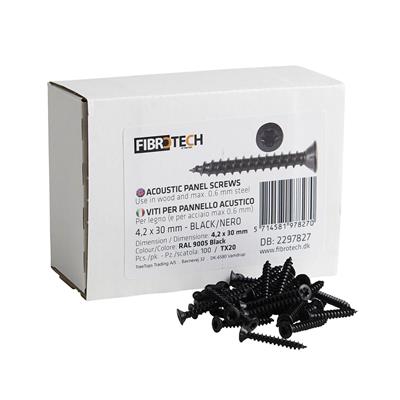 FIBROTECH PANEL SCREWS 100's  4.2x30mm BLACK