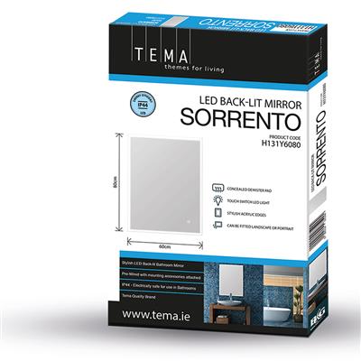 TEMA SORRENTO IP44  BACK-LIT MIRROR/ DEMIST 80x60