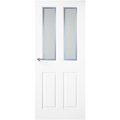HUDSON WHITE PRIMED DOOR ETCHED BORDER GLASS 78X30