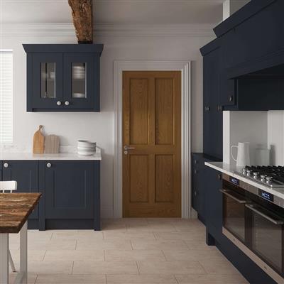 LAWRENCE PRE-FIN OAK 4-PANEL ENGD DOOR 80X32