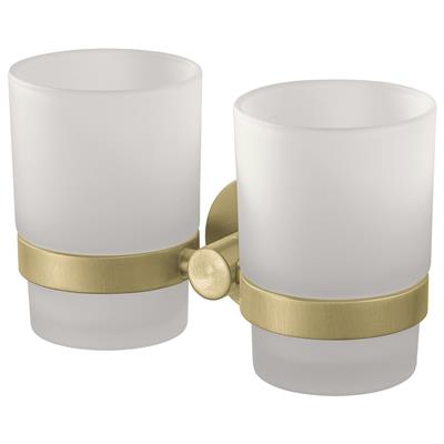 HACEKA KOSMOS DOUBLE TUMBLER HOLDER BRUSHED GOLD