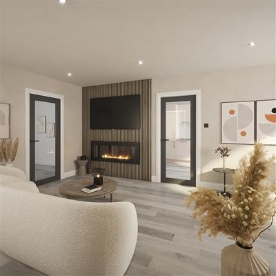 NOLITA GREY CLEAR GLASS PRE-FINISHED DOOR 80x32