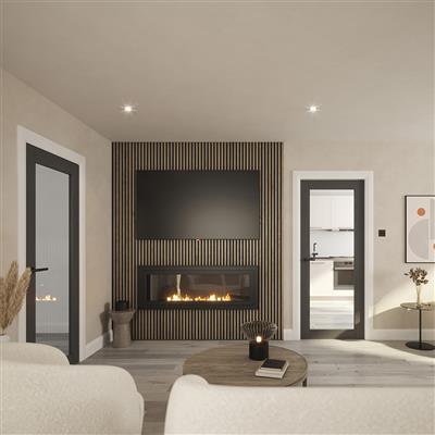 NOLITA GREY CLEAR GLASS PRE-FINISHED DOOR 80x32