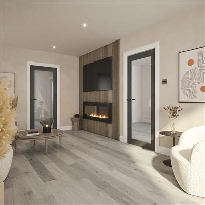 NOLITA GREY CLEAR GLASS PRE-FINISHED DOOR 80x32