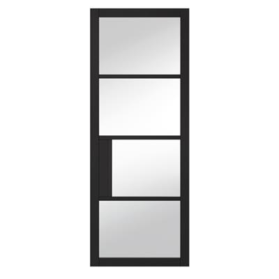 PORTLAND 4 LITE CLEAR GLASS BLACK PRM DOOR 80x32