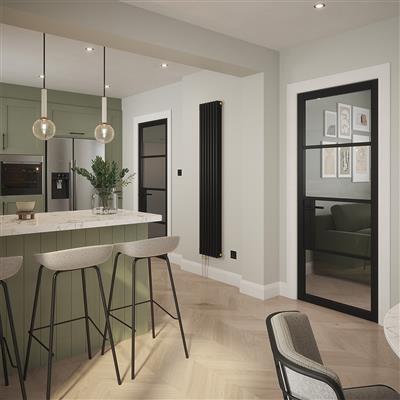 PORTLAND 4 LITE CLEAR GLASS BLACK PRM DOOR 80x32