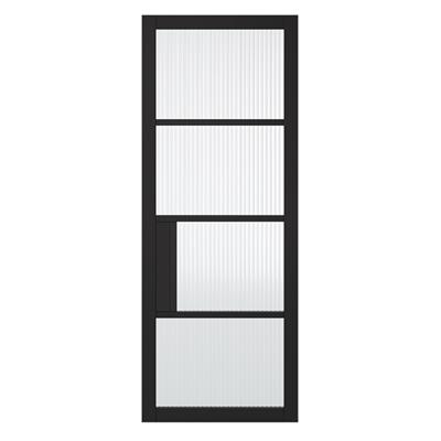 PORTLAND 4 LITE REEDED GLZ BLACK PRIMED DOOR 78x30