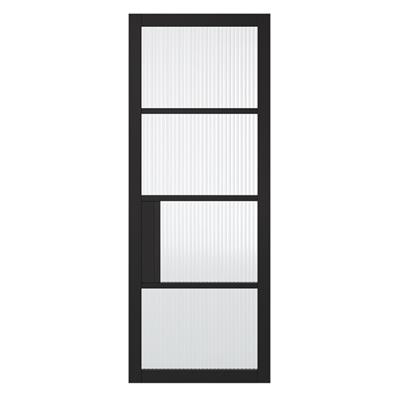 PORTLAND 4 LITE REEDED GLZ BLACK PRIMED DOOR 80x32