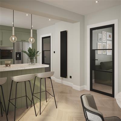 SEATTLE 3 LITE CLEAR GLASS BLACK PRIMED DOOR 80x32