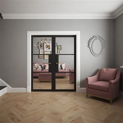 SEATTLE 3 LITE CLEAR GLASS BLACK PRIMED DOOR 80x32