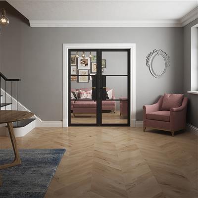 SEATTLE 3 LITE CLEAR GLASS BLACK PRIMED DOOR 80x32