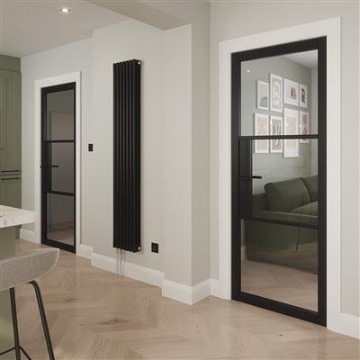 SEATTLE 3 LITE CLEAR GLASS BLACK PRIMED DOOR 80x32