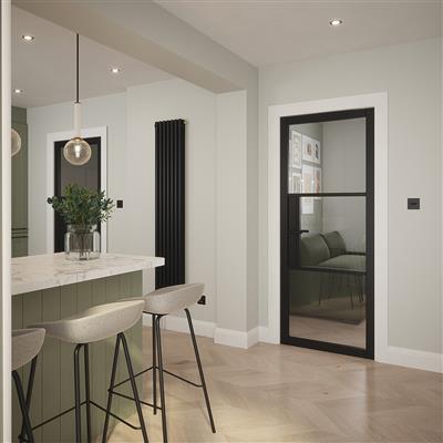 SEATTLE 3 LITE CLEAR GLASS BLACK PRIMED DOOR 80x32