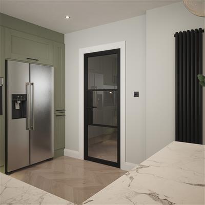 SEATTLE 3 LITE CLEAR GLASS BLACK PRIMED DOOR 80x32