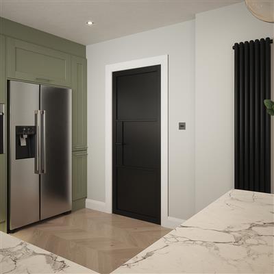 SEATTLE 3 PANEL BLACK PRIMED DOOR 80x32